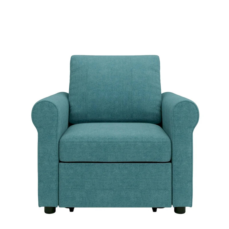 Sofá cama individual convertible 3 en 1, beige/azul oscuro/verde azulado