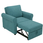 Sofá cama individual convertible 3 en 1, beige/azul oscuro/verde azulado