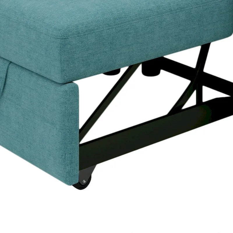 Sofá cama individual convertible 3 en 1, beige/azul oscuro/verde azulado