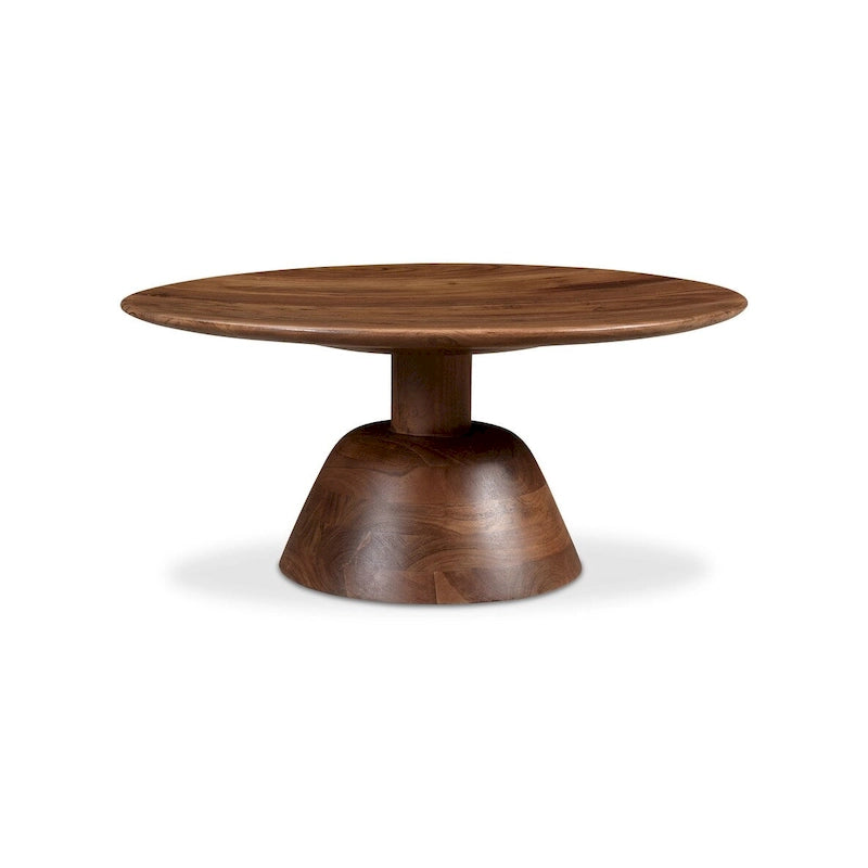 Black & Natural, Modern Round Pedestal Coffee Table
