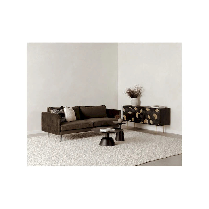 Black & Natural, Modern Round Pedestal Coffee Table