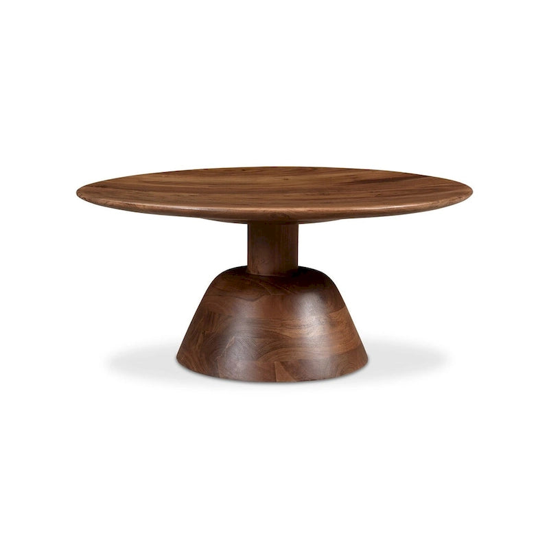 Black & Natural, Modern Round Pedestal Coffee Table