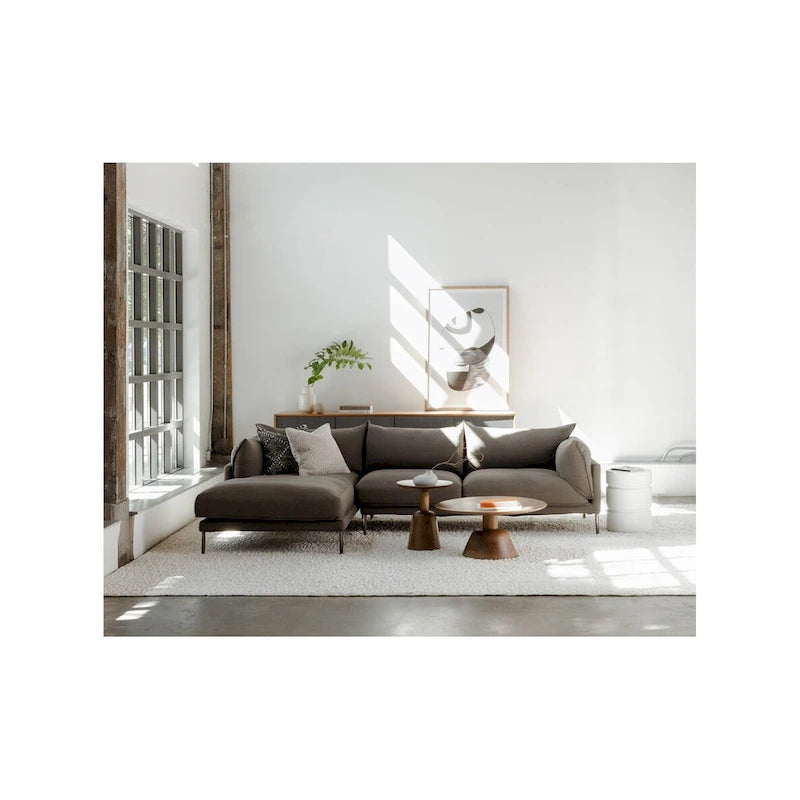 Black & Natural, Modern Round Pedestal Coffee Table