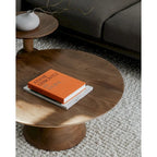 Black & Natural, Modern Round Pedestal Coffee Table