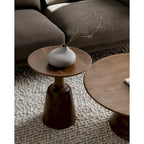 Black & Natural, Modern Round Pedestal Coffee Table
