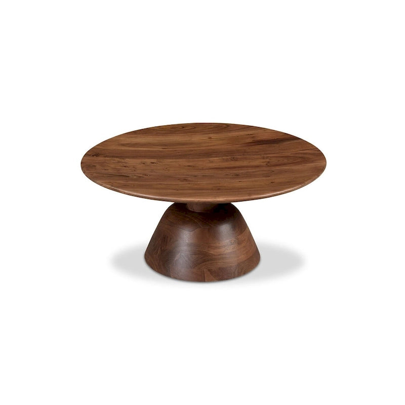 Black & Natural, Modern Round Pedestal Coffee Table