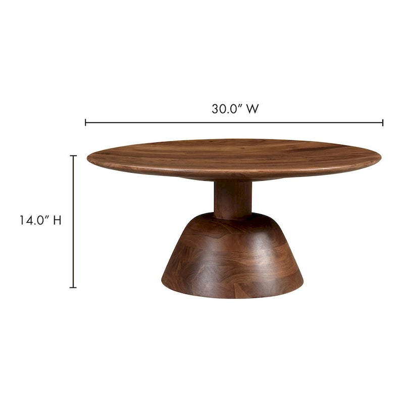 Black & Natural, Modern Round Pedestal Coffee Table