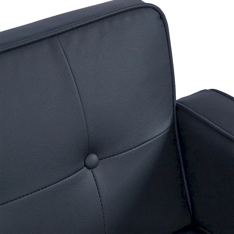 Futón sofá convertible de piel sintética y tela beige/multicolor, cama de dos plazas con respaldo dividido