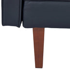 Futón sofá convertible de piel sintética y tela beige/multicolor, cama de dos plazas con respaldo dividido