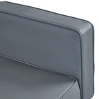 Futón sofá convertible de piel sintética y tela beige/multicolor, cama de dos plazas con respaldo dividido
