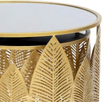 Gold Leaf Round Metal Nesting Side Table, Set of 2