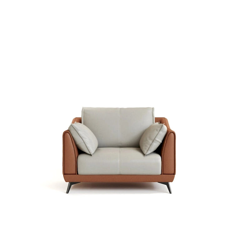 Orange Faux Leather Single Sofa with Black Legs, 1-Seater